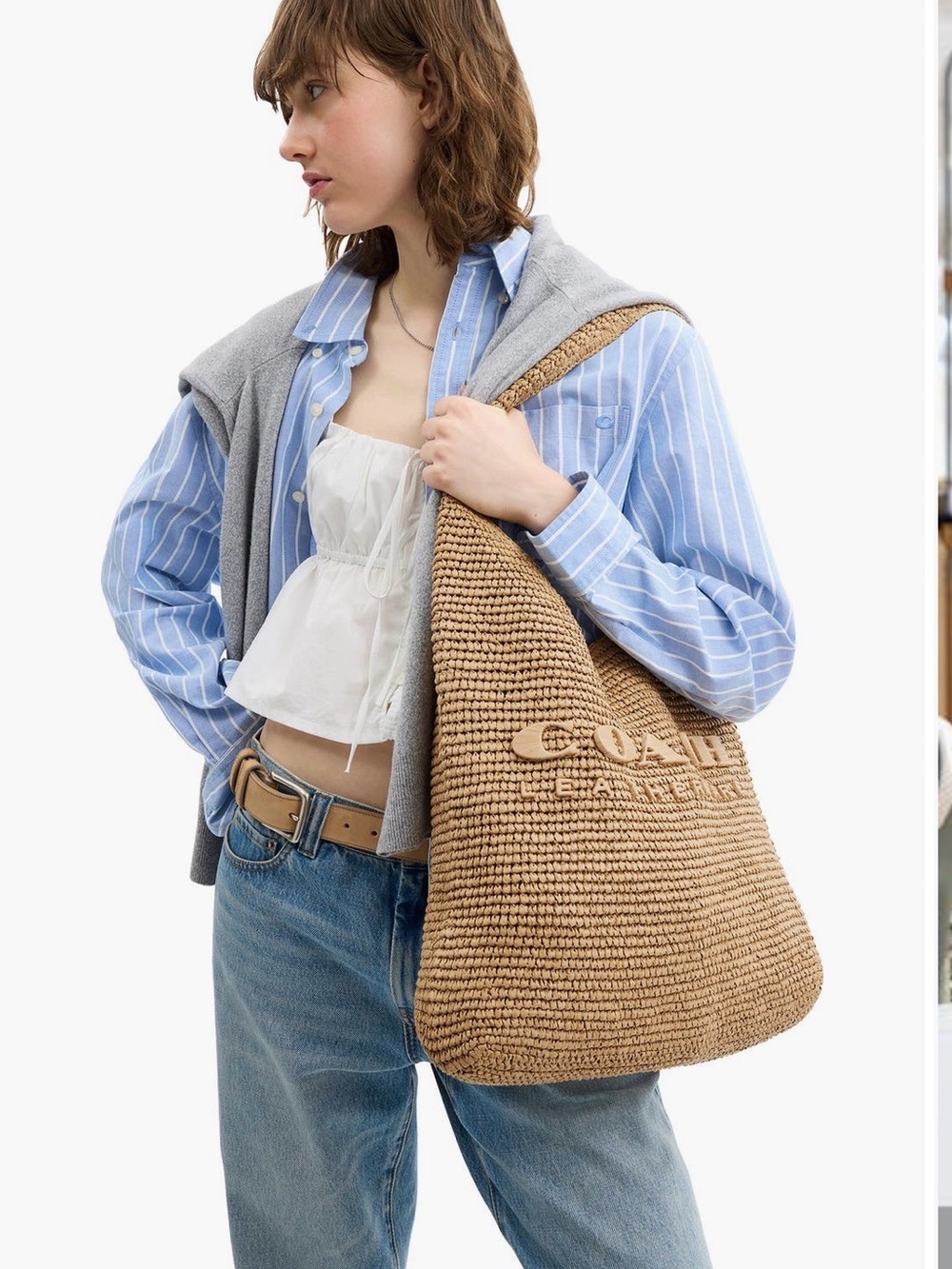 Coach Brooklyn 39 Straw Shoulder Bag - Picture 2 of 9
